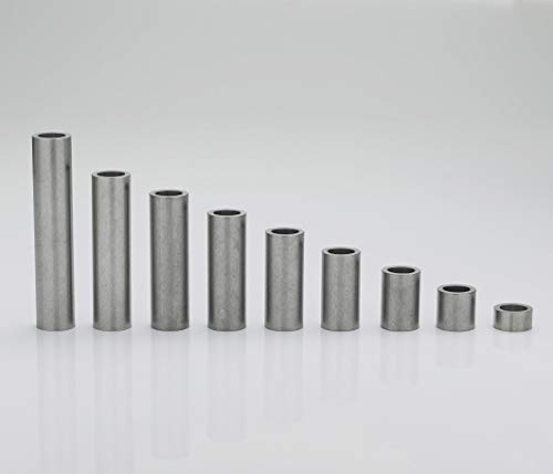 Edelstahl Distanzhülsen, Abstandshülsen | Set Sortiment M6 Edelstahl 10x7x1,5 - Inhalt: 9 Hülsen, je 1 Hülse der Länge 5, 10, 15, 20, 25, 30, 35, 40, 50 mm