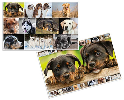 HERMA 19378 Schreibtischunterlage Tiere Hunde, abwischbare Kinder Schreibunterlage aus Karton, 55 x 35 cm, beidseitige Motiv Tischunterlage für Mädchen & Jungen