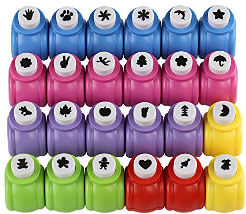 Kesote Perforatrice Scrapbooking 24 Pièces Perforatrice Papier Fantaisie Feuille d'Arbre Etoile Cœur Pour Scrapbooking Projets DIY Création de Cartes