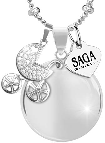 SAGA GIOIELLI® COLLANA CHIAMA ANGELI GRAVIDANZA, RICHIAMO DEGLI ANGELI, COLLANA LUNGA DONNA INCINTA CHARM CARROZZINO