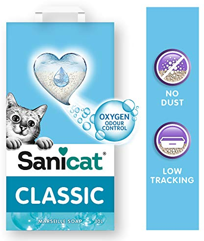 Sanicat - Classic Marseille soap scented cat litter Fast absorption product for your pet’s hygiene | No dust | Keep Your Home Clean | 10L capacity