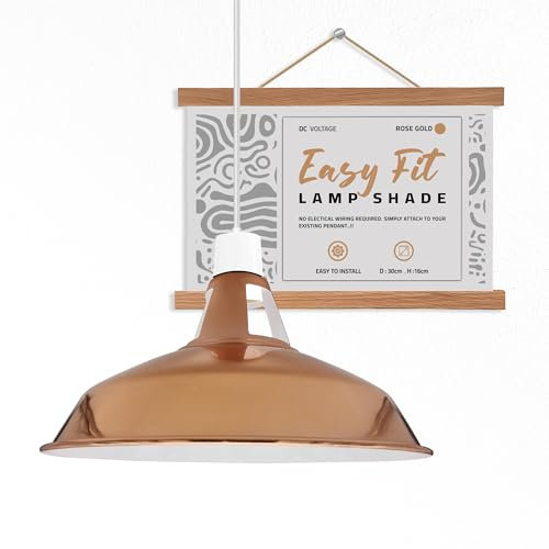 DC VOLTAGE 30CM Metal Ceiling Lamp Shade Easy Fit Light Pendant Modern Ceiling Lighting Shade for Bedroom, Hallway, Office, Café, Restaurant Industrial Light Shade Ceiling Pendant (Rose)
