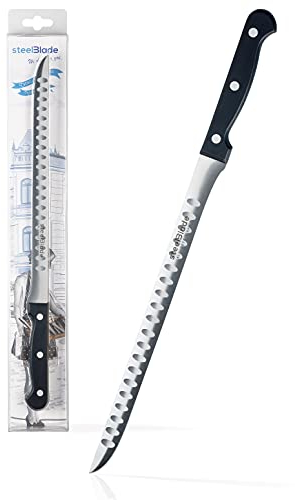 Steelblade - Couteau à jambon modèle Germany de 28 cm à lame alvéolée en acier inoxydable.