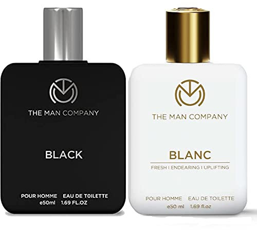 The Man Company Eau de toilette blanche (50 ml) et eau de toilette noire (50 ml) - Coffret cadeau élégant pour homme - Eau de toilette de qualité supérieure - Parfum longue durée - Meilleur cadeau