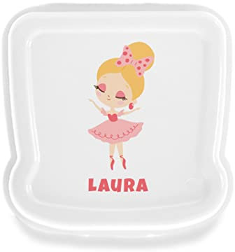 SAQUITOMAGICO Sandwichera/Fiambrera Personalizada con Nombre y/o Texto Opcional.Diferentes diseños a Elegir (BAILARINA ROSA)