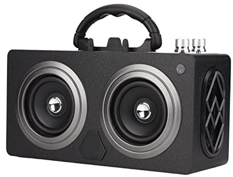 Tragbarer Bluetooth-Lautsprecher, Lauter Graffiti-Stereo-Soundsystem-Lautsprecher, Doppelter Subwoofer, Schwerer Bass, Langer Reim, 3600-mAh-Akku, für Party-Camping zu Hause Im Freien(Schwarzes Gold)