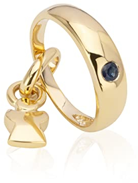NKlaus Kettenanhänger Taufring Schutz Engel 333 Gelbgold 8 Karat Saphir 11,5mm Amulett 9507