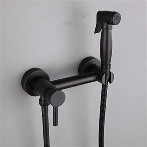 LUNEZY Bidet-Wasserhahn-Set Hot & Cold Black WC-Eckventil Hand-Hygiene-Duschkopf Anal-Reinigungs-Arsch-Bidet-Dusche Shattaf Muslimisches Dusch-Bidet, Style 1 1.5M