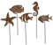 UNUS Gartenstecker Rost Fische, Seestern,Seepferdchen im 5er Set