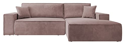 Selsey Sofa Ecksofa Eckcouch Schlafsofa Couch Mit Stauraum Schlaffunktion Pflegeleicht Polyurethanschaum L Form Rechts Farese Rosa Cordoptik