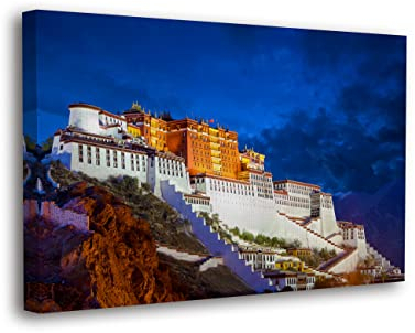 SpiritualHands Weltkulturerbe berühmte Orte auf Leinwand, Wandkunst, malerische gerahmte Poster, moderne Landschaften, Heimdekoration (16 Lhasa – Tibet, 20,3 x 30,5 cm – fertig zum Aufhängen)