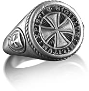 BySilverStone Jewelry – Templer-Kreuz-Siegelring Für Herren, Tempelritter-Ring Aus Sterlingsilber, Katholischer Ring, Christlicher Siegelring, Malteser-Templer-Symbol-Geschenkring