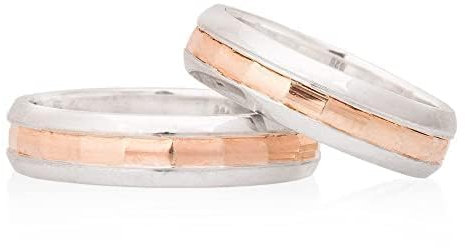 Roségoldenes Ehering-Set für Paare, passendes Ehering-Set, personalisiertes Silber-Ehering-Set für Mann und Frau