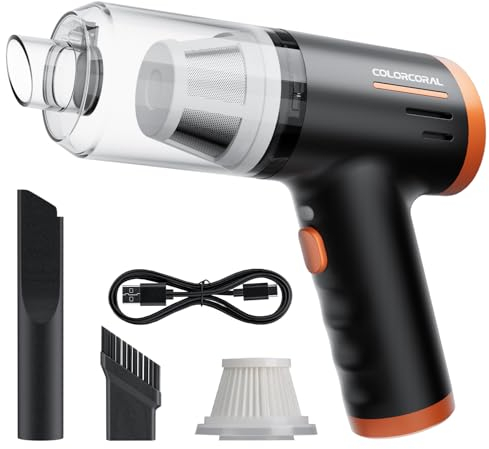 COLORCORAL Handheld Vacuum Mini Vacuum and Keyboard vacuum Cleaner 8000PA Strong Suction Car Vacuum with LED Wireless Computer Vacuum for Car Interior, Office and Home Cleaning