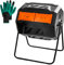 Hourleey Bac à compost d'extérieur de 119 litres à double chambre avec portes coulissantes, bac à composteur rotatif pour jardin, cuisine, cour