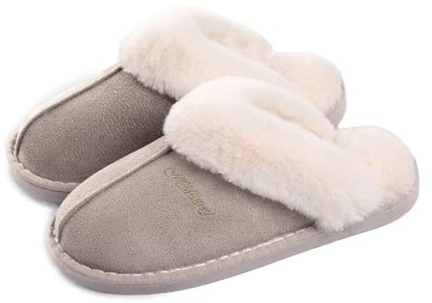 Misolin Damen Herren Hausschuhe Winter Warme Faux Pelz Slippers Weiche Flache Plüsch Pantoffeln Rutschfeste Outdoor/Indoor - mit super Qualität,Santorini, 40.5/42 EU, Etikettgröße: 290 (44-45)