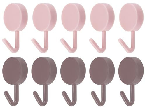 Uxcell Towel Hooks, 10Pcs Stainless Steel Wall Hooks/Adhesive Hooks, Robe Hooks Decorative for Kitchen, Door, Cabinet, Bathroom, Foyers, Hallways, and Bedrooms (Pink and Red)