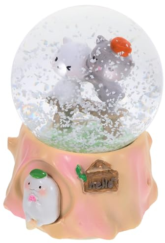 Ciieeo Kasten Spieluhr-Ornamente Büro Kristallkugel Katzen-Spieluhr Katzen-Schneekugel Partytischdekoration romantisch Jiangjiang Dekorationen Pfirsich Liebhaber Geburtstagsgeschenk Harz