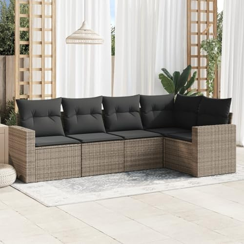 Festnight Gartenlounge Mit Stauraum - Rattan Sofa Balkon Garten Lounge Outdoor Ecklounge Sitzecke Klein Loungemöbel Gartensofa Ecksofa Rattansofa Couch