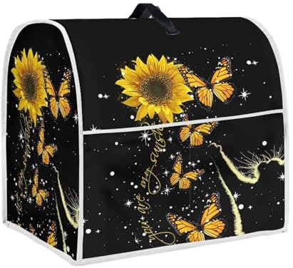 Jndtueit Sunflower Butterfly Stand Mixer Cover,Kitchen Appliance Bag Auto Mixer Cover Dust Proof Kitchen Decorative Organizer with Pockets and Handle