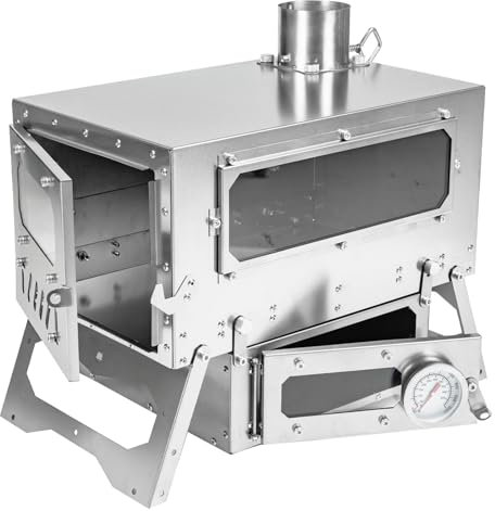 Trekrevive Magma Mini Titanium Tent Stove with Removable Oven, Secondary Air Intake, Lightweight and Portable, Titanium Camping Stove Used for Backpacking, Tent Heating, Cooking Baking