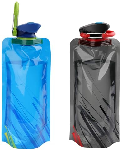 enlik 700ML faltbare trinkflasche Set von 2, Wiederverwendbare Faltbare Trinkflasche, Trinkflaschen Faltbar, für Camping,Wandern, Abenteuer,Reisen