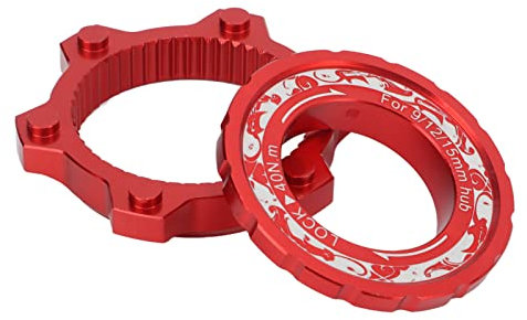Hominas Fahrrad Centerlock Adapter, Bremsscheibe Center Lock Adapter 6 Loch Centerlock Lockring Rotoradapter für Mountainbike (Rot)