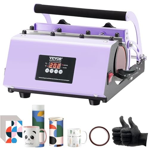 VEVOR Presse à Chaud pour Tasses 32,5-89 cL, Presse pour l'Impression de Tasse 75-87 mm de Diamètre, Machine de Sublimation avec Papier de Sublimation, pour Transférer Images sur Mug Gobelet, Violet