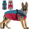 Woiil Hundemantel Winter, Hundemantel Wasserdicht für Grosse Hunde mit verstellbares Hundegeschirr, Warm Hundejacke aus Fleece, Reflektierende Streifen, Geeignet für Labrador (XL,Rot)
