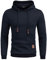 COOFANDY Herren Kapuzenpullover Hipster Langarm Kordelzug Karierten Jacquard Pullover Hoodies Sweater XL Navy blau