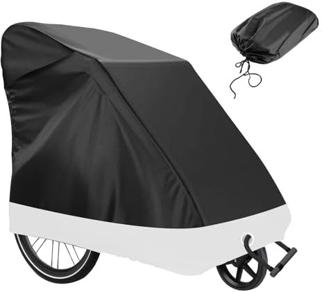 Faltgarage für Fahrradanhänger,Lastenanhänger Hundeanhänger Abdeckung Anhänger Fahrrad Abdeckplane Fahrradabdeckung Outdoor Schutz Regen UV Sonne Staub Schmutz Schnee Universal 200x90x100 cm (Silber)