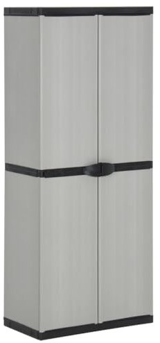 Armoires et stockage, armoires de rangement et casiersArmoire de rangement de jardin avec 3 étagères, gris et noir, 68 x 40 x 168 cm