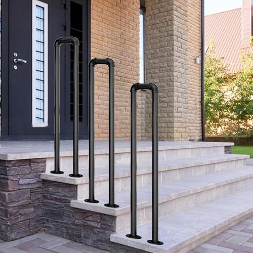 Xiaoxu Handläufe für Außentreppen, 1-Stufen-Treppengeländer aus Schmiedeeisen für Beton-Holzstufen, Treppenhandlauf für Garage, Veranda, Garten im Außen- und Innenbereich (55 cm (1,8 Fuß))
