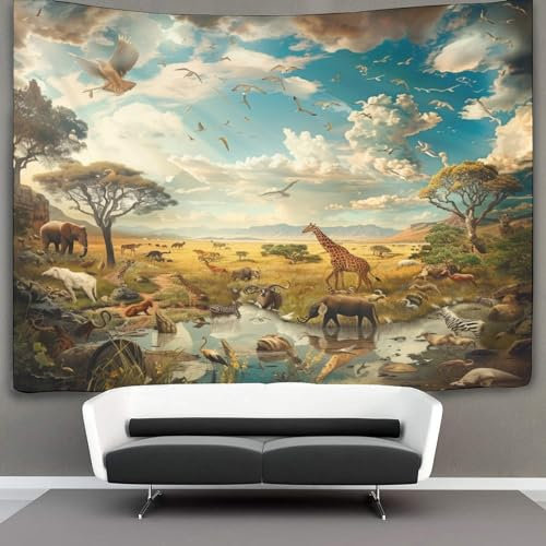 RHUSDIEOD 3D Druck Jungle Animals Wandteppiche Poster Ornament Wandbehang Wandteppich Raumteiler Vorhang Für Wohnzimmer Schlafzimmer Wohnheim Dekor Tapisserie 100cmx150cm