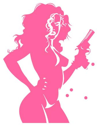 Wandtattoo Sexy Girl für Schlafzimmer, nackte Frau mit Pistole, Vinyl-Wandaufkleber für Wohnzimmer, selbstklebend, klein – 32 x 42 cm