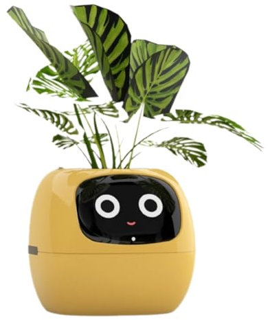 Jrifedptry Ivy - Maceta inteligente, recargable por USB, para decoración de interiores, hace que cultivar plantas sea fácil y divertido, color amarillo