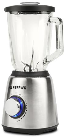 G3 Ferrari G20165 Frullatore Turbine, 1,5 Litri, 1300 W, Bicchiere in Vetro, 6 Lame, Velocità Variabile, Pulse, Corpo INOX