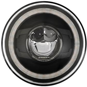 Universal 7 Zoll LED Auto Motorrad Scheinwerfer Hi-Lo mit Halo Angel Eyes kompatibel for Lada 4x4 Urban Niva Jeep JK Land Rover Defender