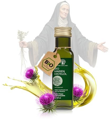 Aura vom Land Bio Premium Mariendistelöl 100ml kaltgepresst – Nach Hildegard von Bingen - Natürliches Distelöl & Reich an Vitamin E & Silymarin aus Mariendistel – Hergestellt in Bayern