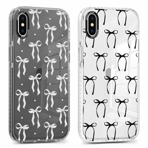Xylota 2 x Transparent Handyhülle für iPhone XS Max 6,5 Hülle, Durchsichtig Case Muster Aesthetic Schleifen Mädchen Frauen Schutzhülle, Weich Silikon TPU Bumper Stoßfeste Cover für iPhone XS Max,02