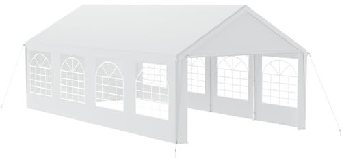 FIVMEN Carpa para fiestas, 4 x 8 m, con 10 paredes laterales extraíbles, resistente al agua, estable, resistente al invierno, protección solar, para jardín, fiestas, color blanco