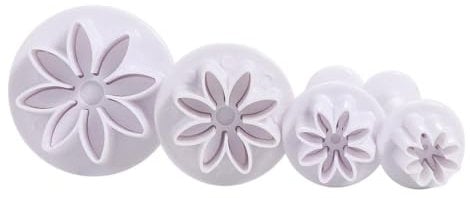 4 Pieces Daisy Flower Fondant Plunger Cutters, DIY Blossom Flower Cake Fondant Mould, Sugarcraft Cake Biscuit Stamps