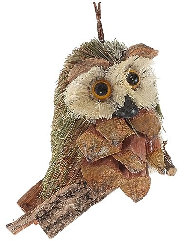Veemoon 1 Stück Eulenverzierung weihnachtsdeko Eule zum Aufhängen Eule-Statue-Ornament Eule Wanddekoration gewebter Eulenanhänger Eulen- Tieranhänger hölzern
