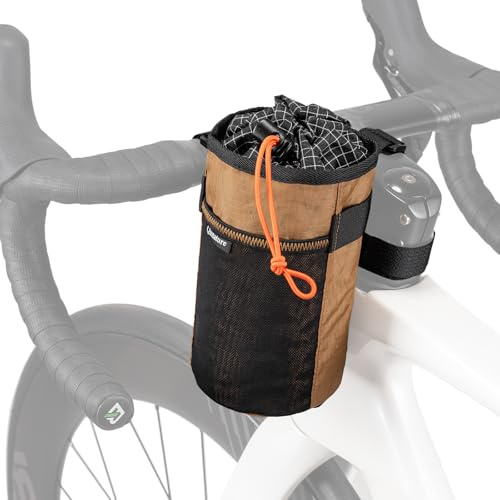 Qunature Fahrrad Food-Pouch 1 Liter Fahrrad Flaschenhalter | Fahrrad Flaschentasche mit Netztasche, lsoliert Wasserflaschenhalter für Gravelbike, Rennrad, MTB Khaki
