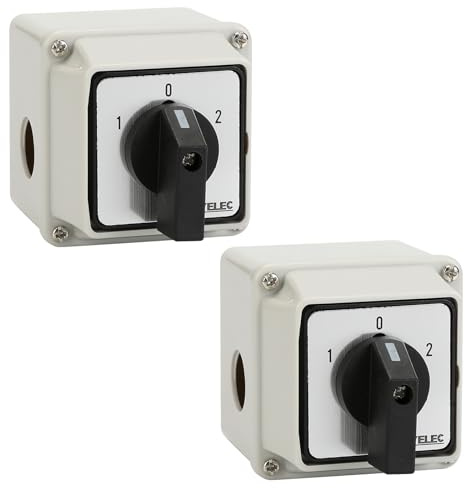 JOYELEC 2 Stück 3-Position Universal-Nockenschalter(An-Aus-An)，Universal-Nockenschaltermit Hauptschalter-Außenbox,Ui660V Ie20A Universal Umschalter,8 Klemmen Wechselschalter