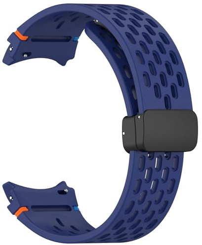 Quirxio Correa magnética de 20mm para Samsung Galaxy Watch 4 5 Pro 6 7 7LTE 44mm 40mm Watch4/6 banda clásica de silicona sin huecos Correas(Midnight Blue,5Pro 45mm)