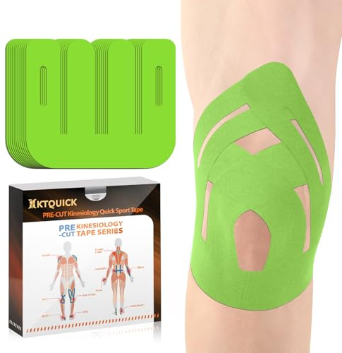 KTQUICK Vorgeschnittene Kinesiotape für Knie,10PCS,Starke Haftung&Latexfrei | Wasserfestes atmungsaktives elastisches Sporttape, verhindert Muskelzerrungen bei Laufen, Gym und Outdoor-Aktivitäten