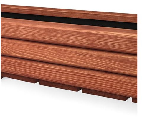 HolzGarden Jardinera de Madera con Fieltro 118x25x25 cm Madera Maciza Impregnada Color Caoba Macetero Exterior para Jardín Balcón y Terraza Resistente a la Intemperie 43L Macetas Decorativa