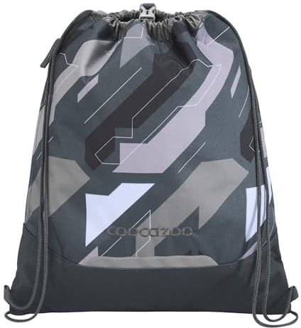 Coocazoo Turnbeutel „Dark Race”, grau, mit Reißverschlussfach und Kordelzug, reflektierende Elemente, Schnalle zur Befestigung am Schulrucksack, 10 Liter, ab der 3. Klasse
