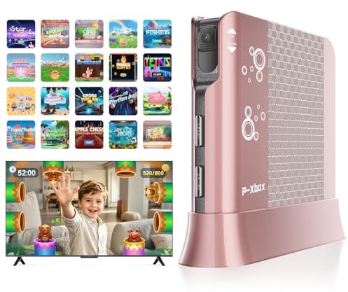 Genmifly Console di Gioco con Controllo del Movimento per Bambini, Sistema Videogiochi Plug & Play per TV, Giochi Attivi Indoor e Divertimento per Famiglia, Ideale per Serate di Gioco e Feste